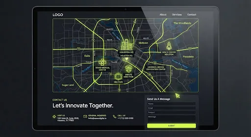 Map of the Oztudeo service area across Pearland, Friendswood, Sugar Land and Greater Houston
